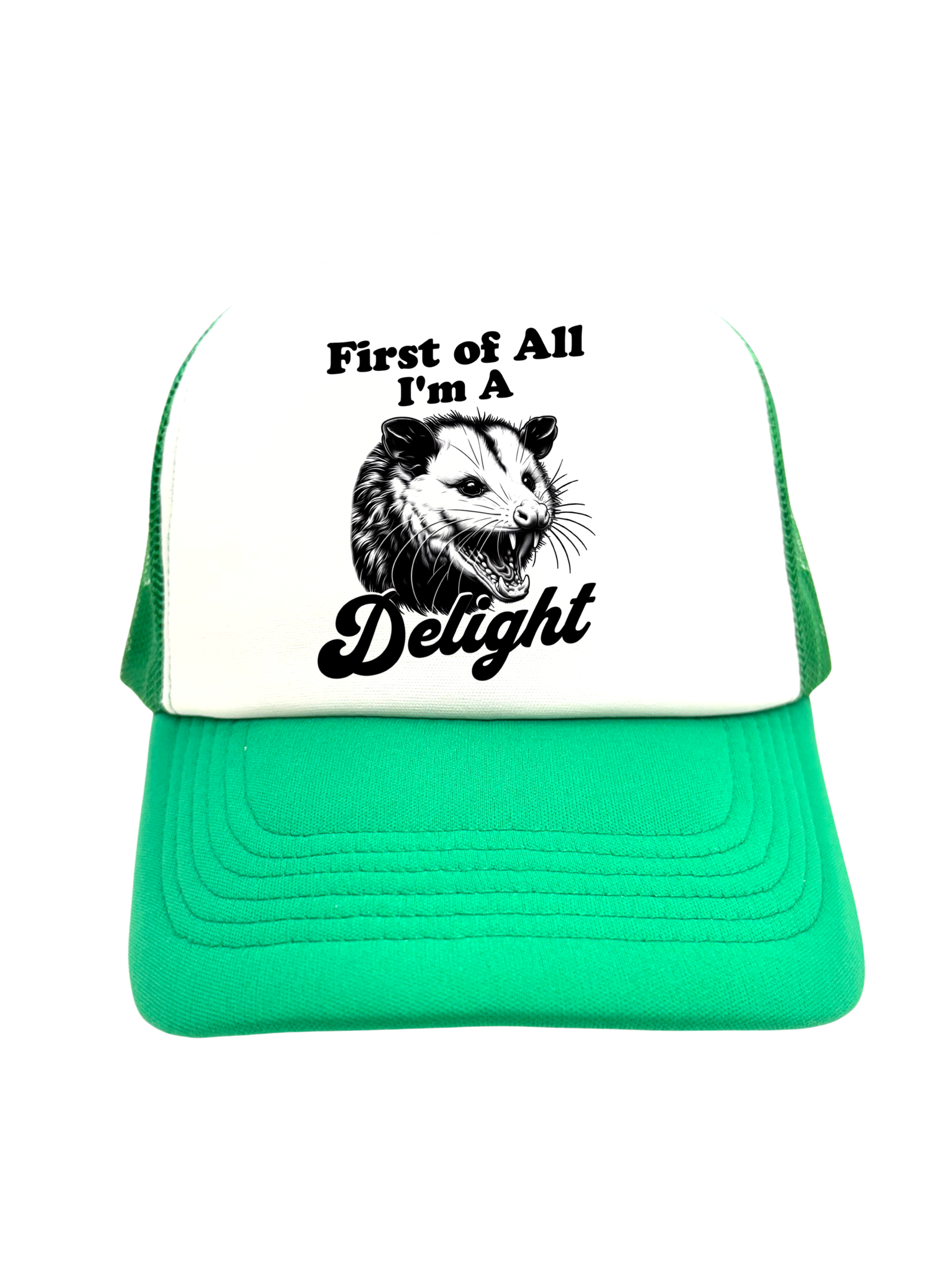 FIRST OF ALL I'M A DELIGHT | VINTAGE STYLE FOAM TRUCKER HAT
