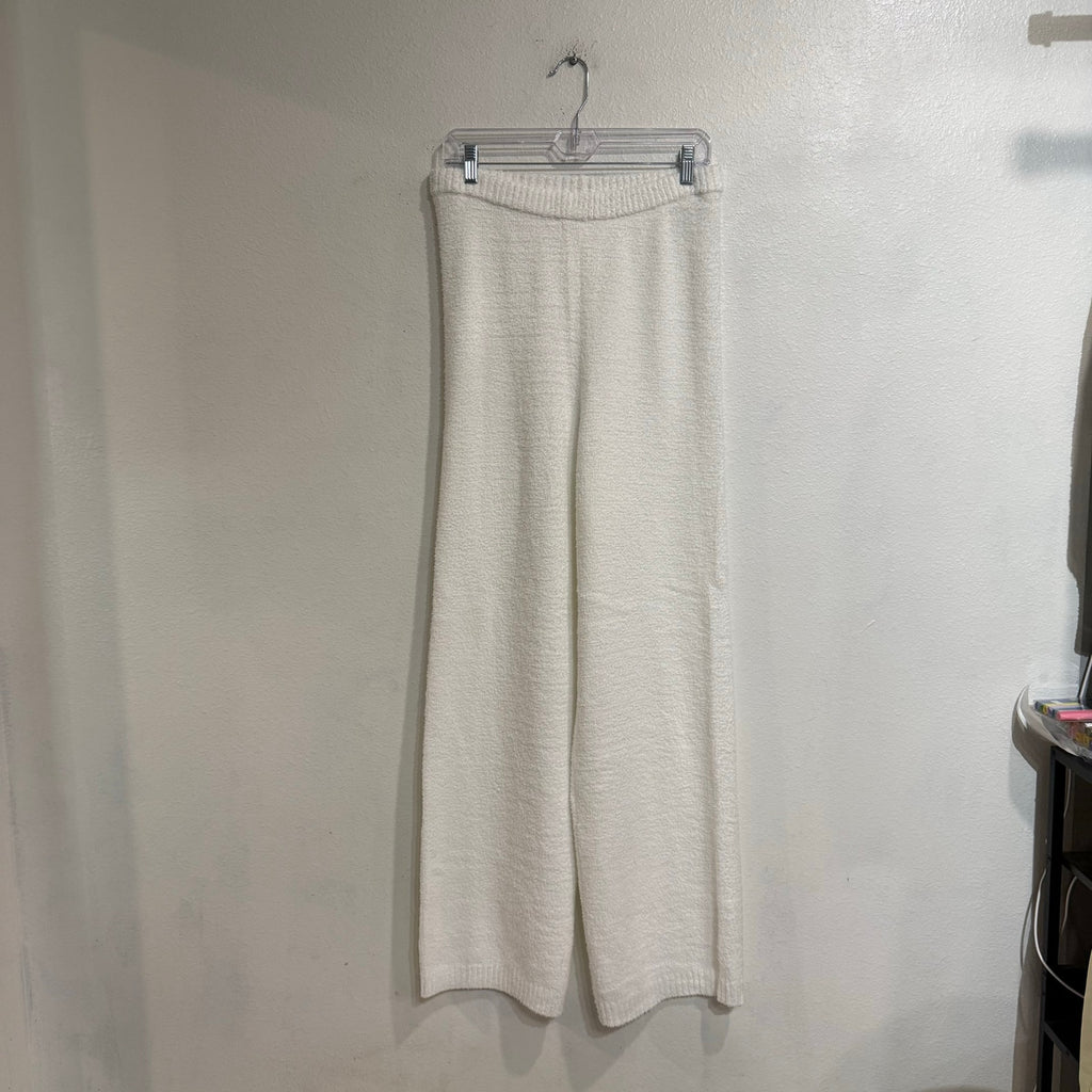 Magnolia Boutique Ivory Sherpa Lounge Set Cardigan Wide Leg Pants Sz L NWT