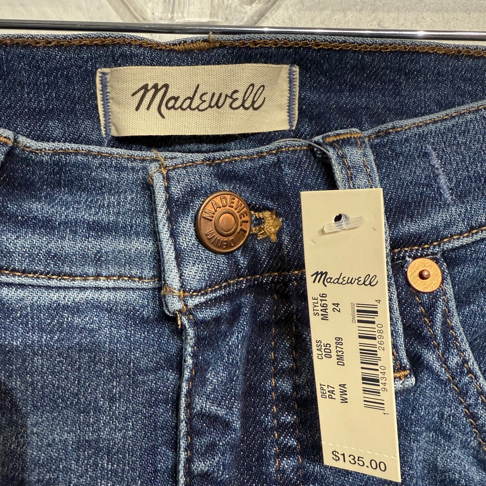 Madewell Blue 10" High-Rise Skinny Jeans Sz 24 NWT