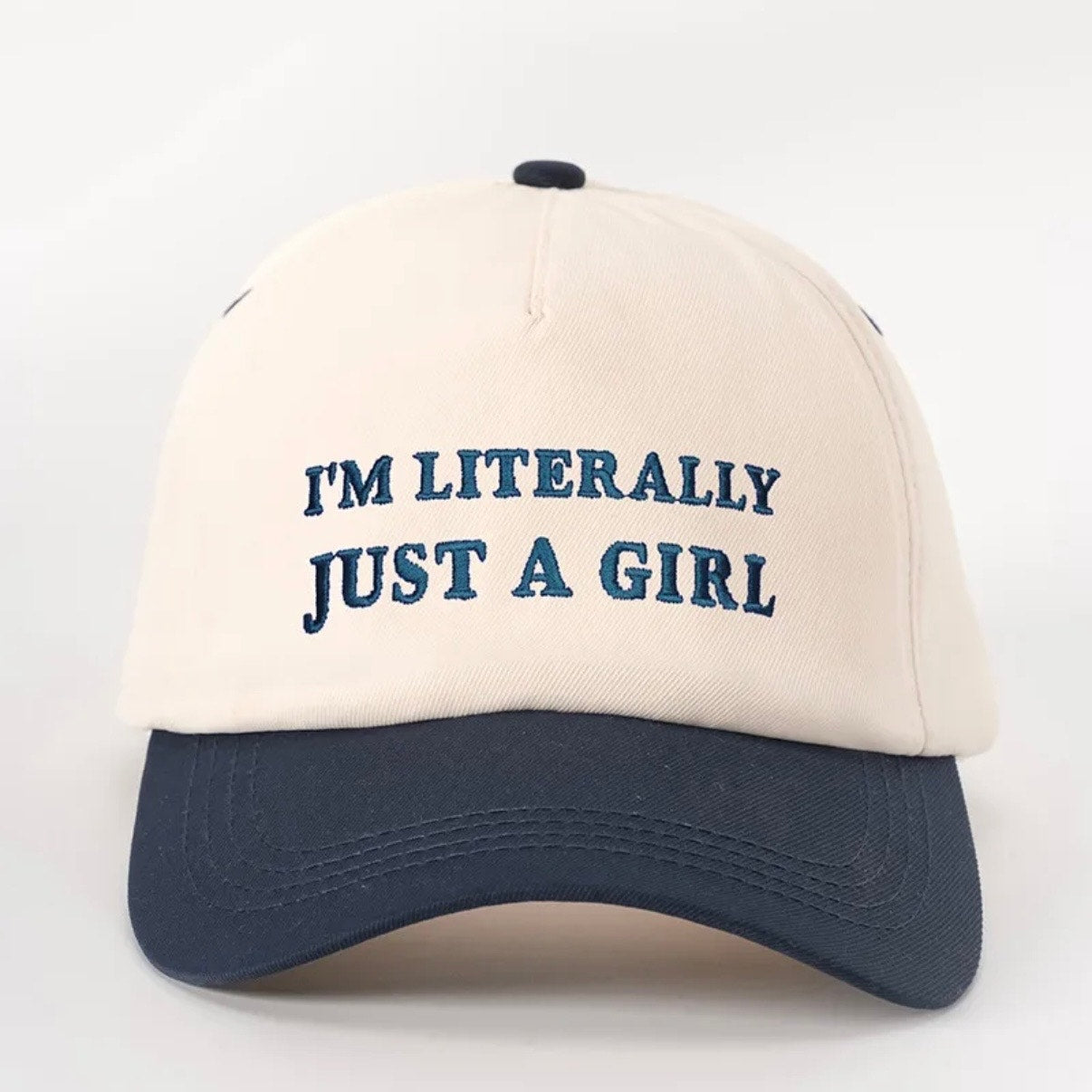 I’m Literally Just A Girl Navy Cream Adjustable Hat NWT