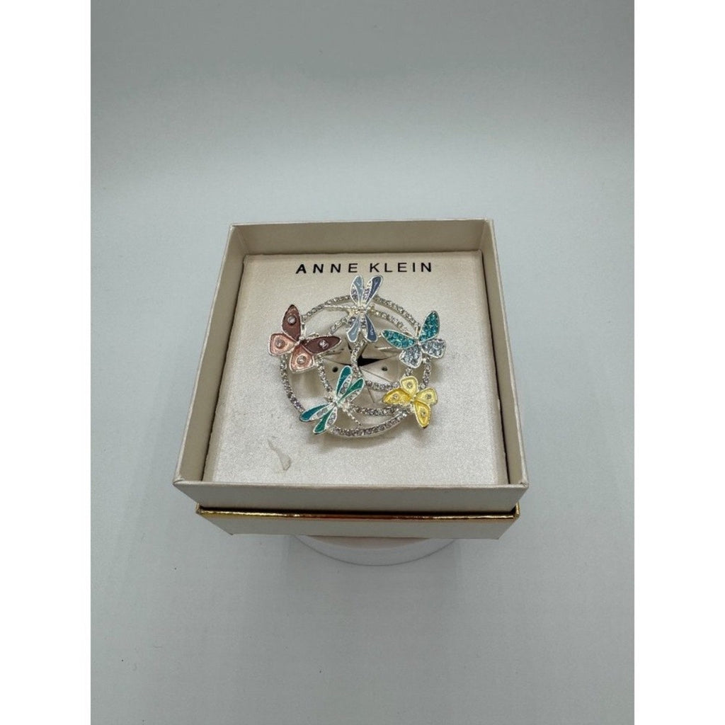 Anne Klein Silver Tone Crystal Butterfly Dragonfly Pin Brooch NWT