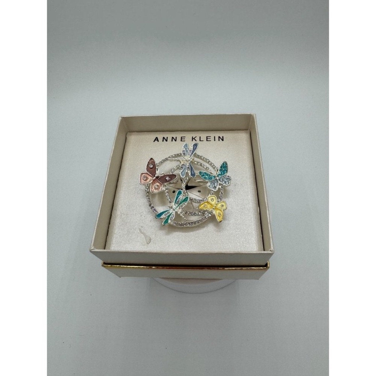 Anne Klein Silver Tone Crystal Butterfly Dragonfly Pin Brooch NWT