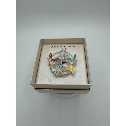 Anne Klein Silver Tone Crystal Butterfly Dragonfly Pin Brooch NWT