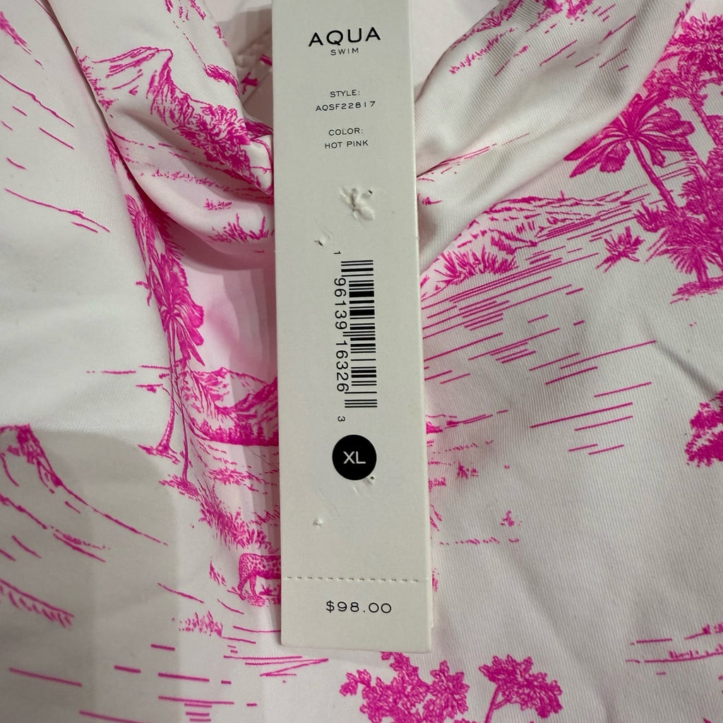 Aqua Pink Tropical Safari Cut Out One Piece Sz XL NWT