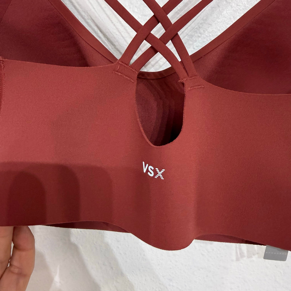 Victoria’s Secret VSX Brick Coral Strappy Sports Bra Sz S DD NWT