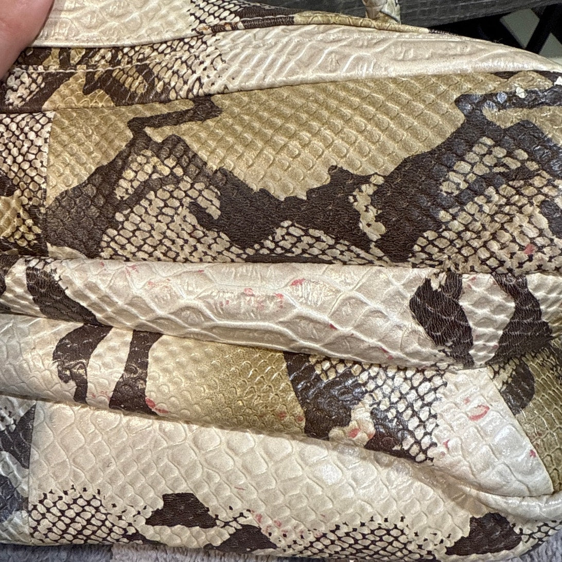 Elliott Lucca Cream Snake Print Shoulder Bag NWT
