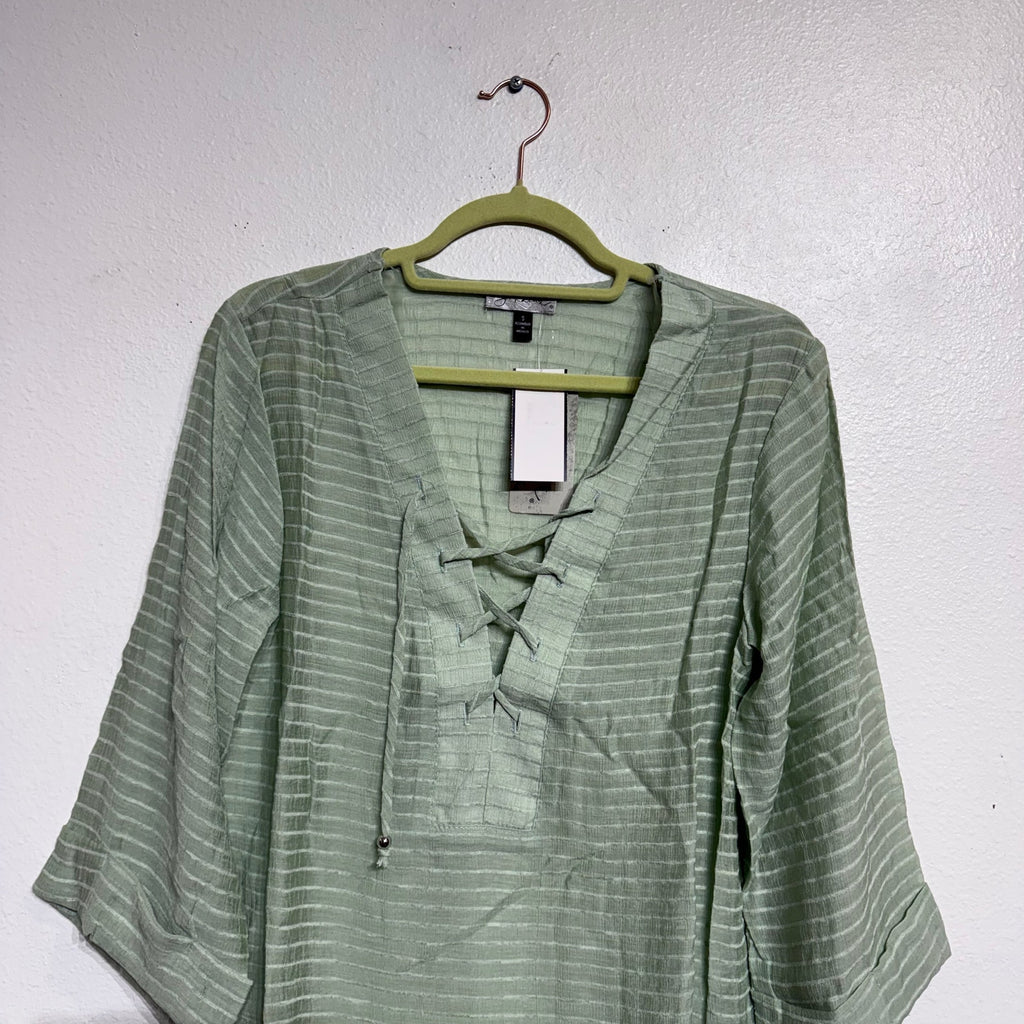 J. Valdi Sage Lace Up Shirt Swim Cover Up Sz S NWT