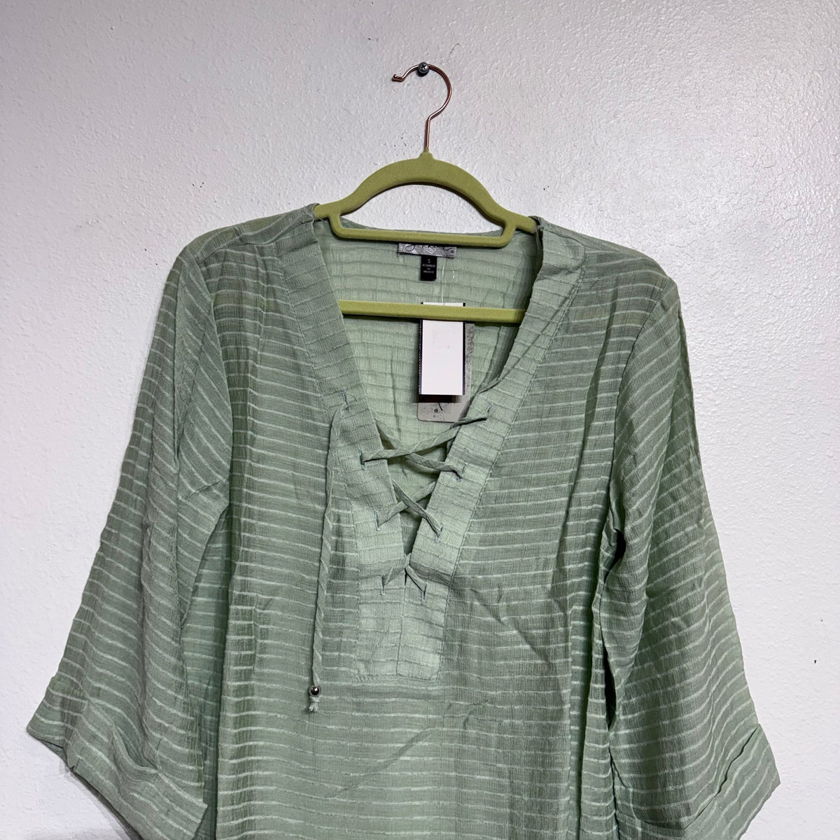 J. Valdi Sage Lace Up Shirt Swim Cover Up Sz S NWT