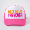 Meet Me at the Beach Hot Pink Retro Summer Snapback Mesh Trucker Hat NWOT