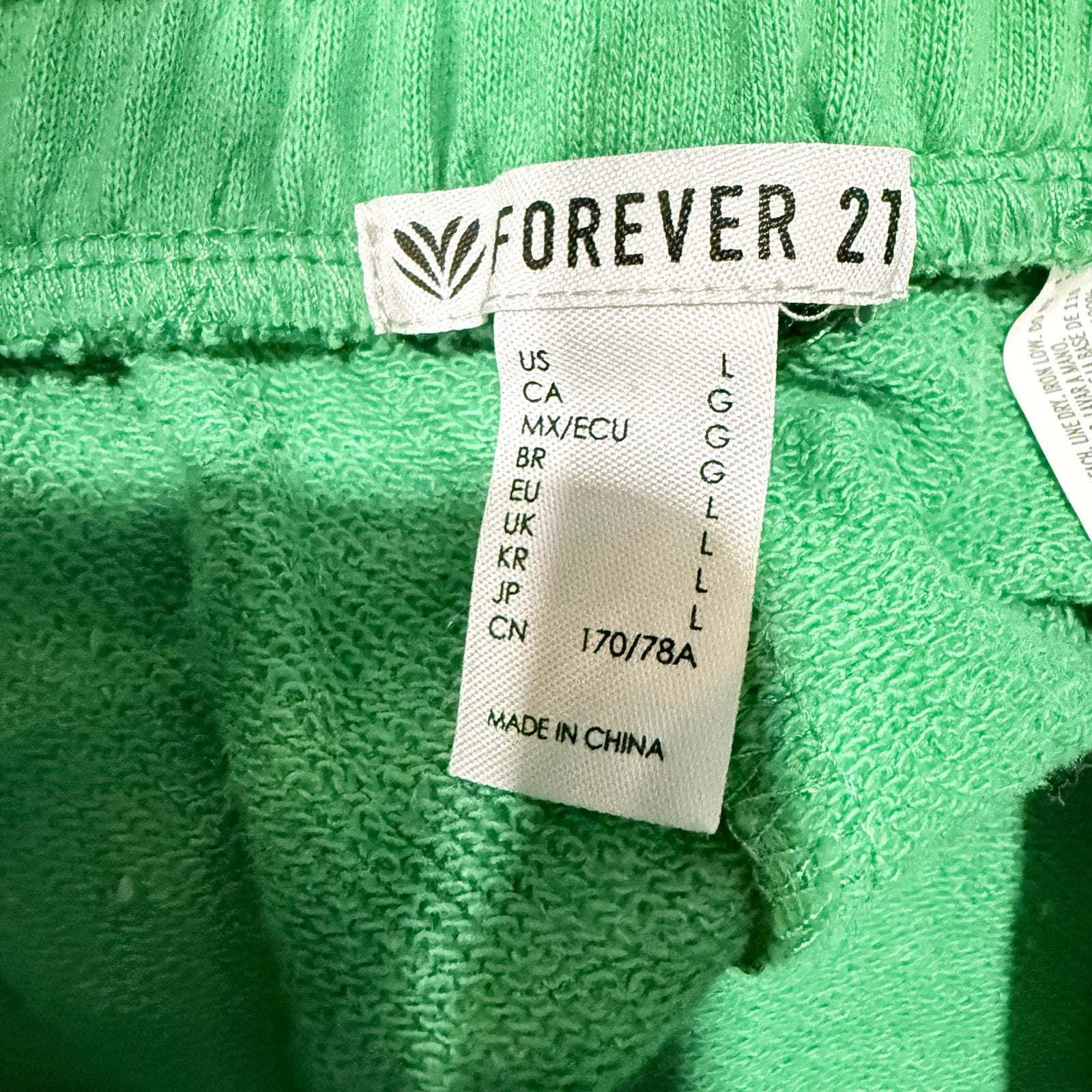 Forever 21 Green Tear Away Wide Leg Track Pants Sz L NWT