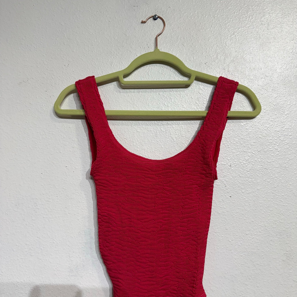 CLEONIE Cherry Red Bathe MAILOT Low Back One Piece SzO/S NWT