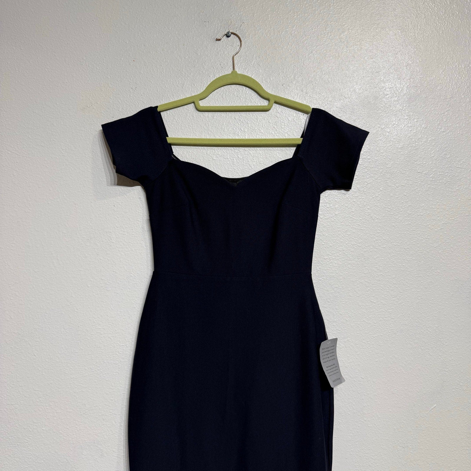 Lulus Midnight Blue How Much I Care Off-the-Shoulder Midi Dress Sz S NWT