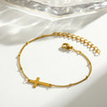 Gold Layered Sideways Cross Necklace Set 18K Gold Plated Stainless Steel NWT