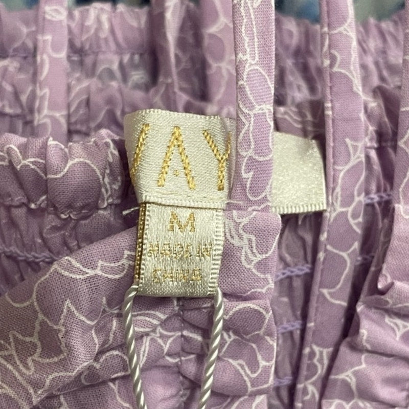 Wayf Lavender Floral Print Ruched Halter Top Sz M NWT