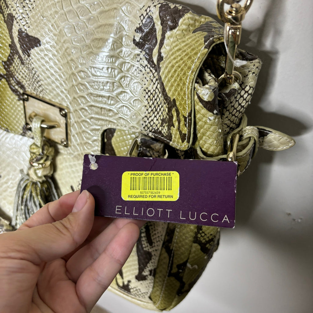 Elliott Lucca Cream Snake Print Shoulder Bag NWT