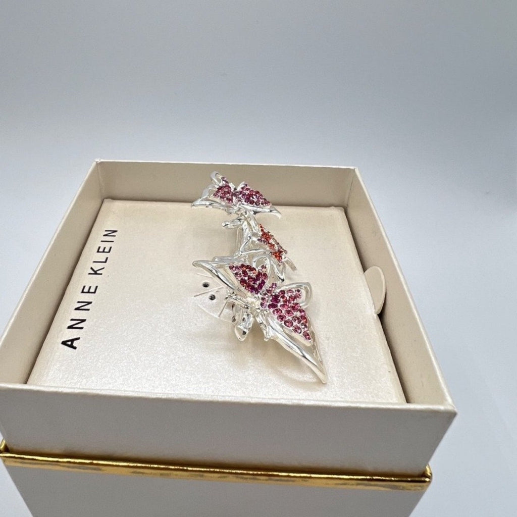 Anne Klein Silver Tone Pave Butterfly Pin Brooch NWT