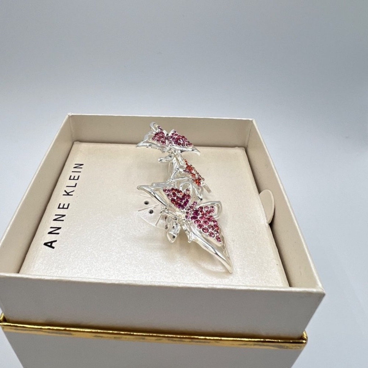Anne Klein Silver Tone Pave Butterfly Pin Brooch NWT