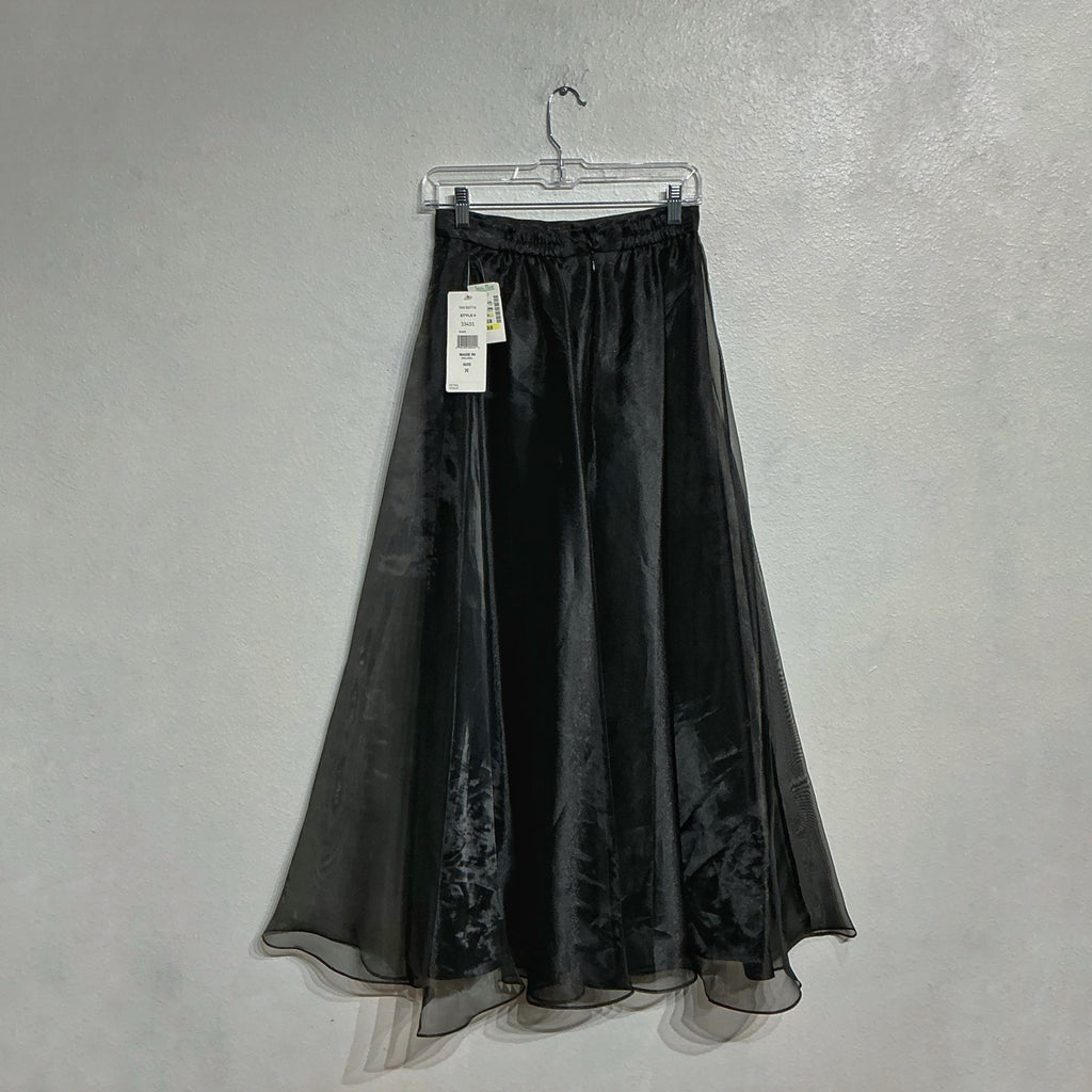 MSK Black Mesh Maxi Skirt Elastic Waist Sz M NWT