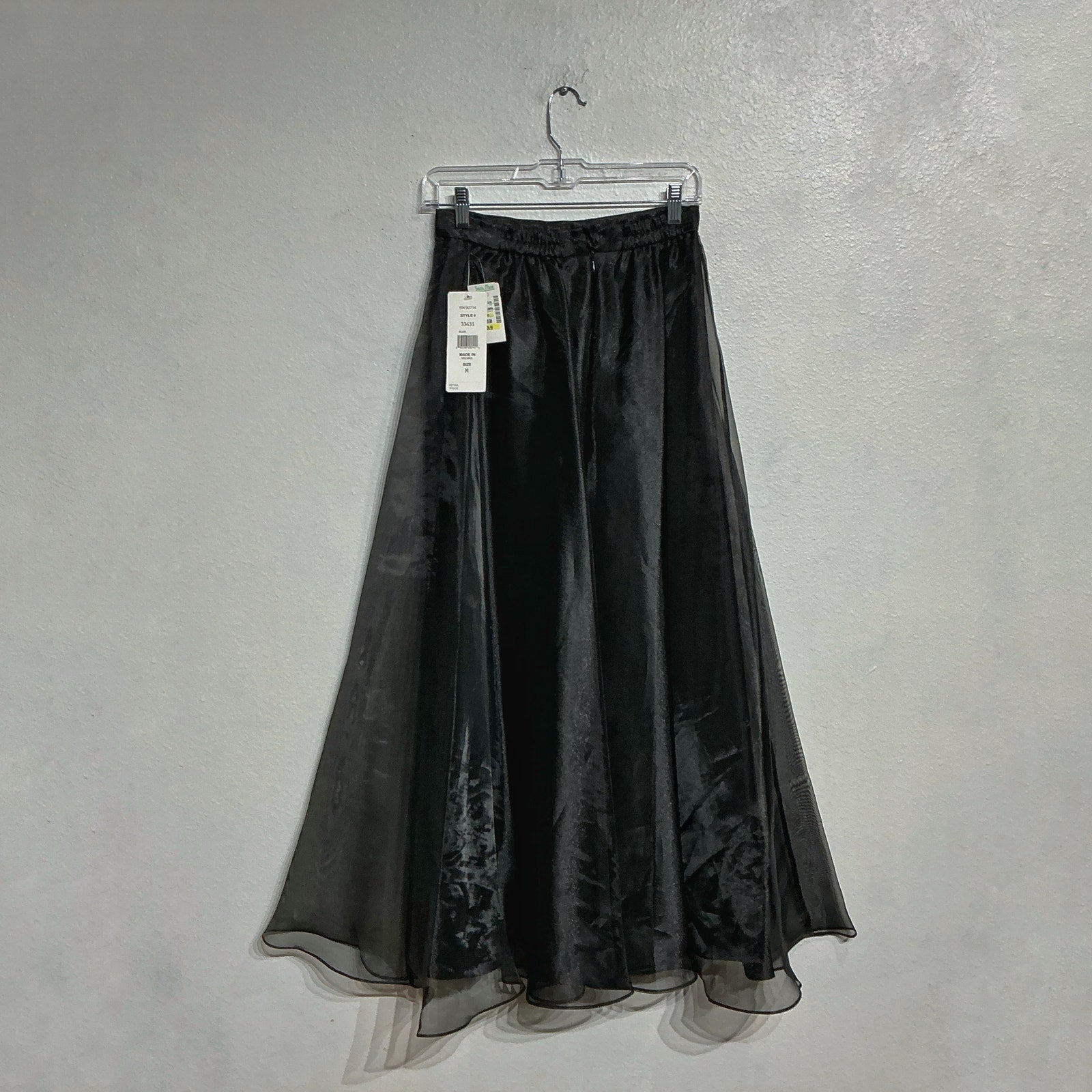 MSK Black Mesh Maxi Skirt Elastic Waist Sz M NWT