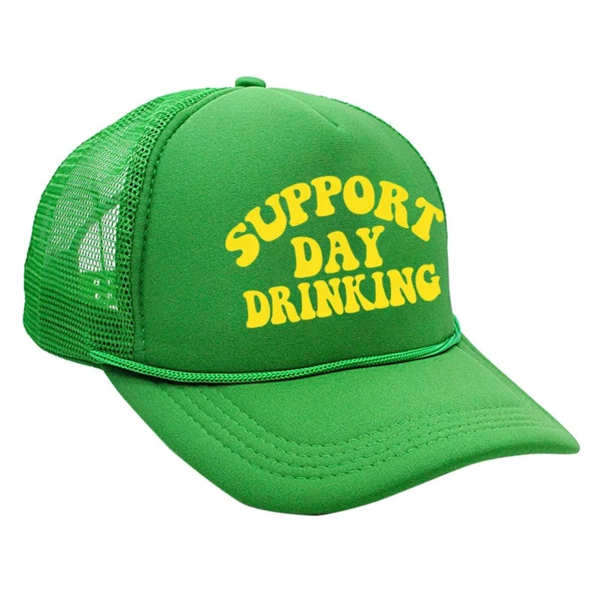 Support Day Drinking Grass Green Graphic Trucker Hat Adjustable Snapback NWT