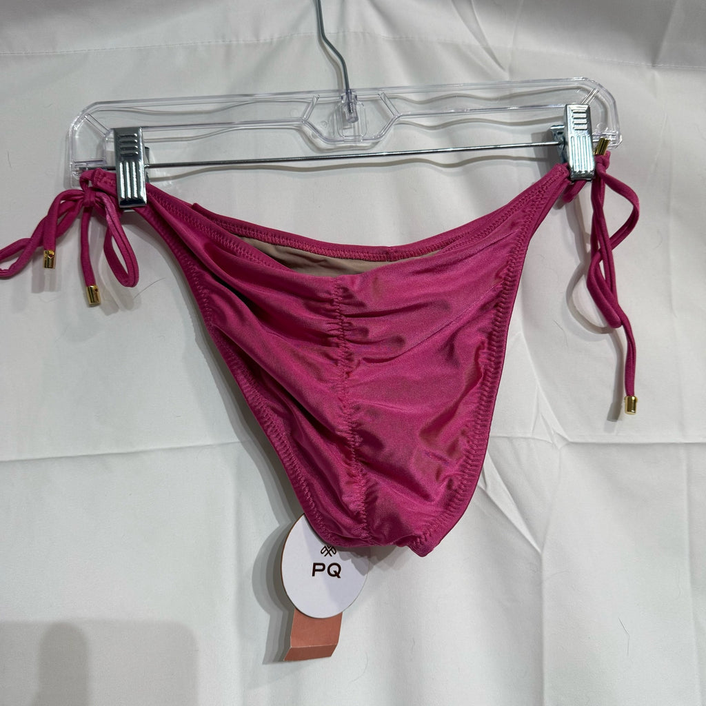 PQ Swim Pink Ruched Side Tie Bikini Bottom Sz M NWT