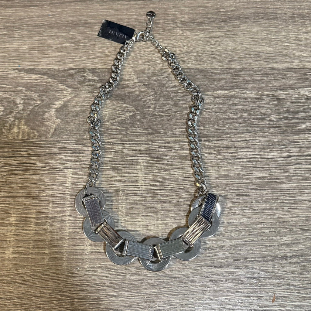 Copied - Alfani Silver Tone Denim Wrapped Ring Wrangler Necklace NWT