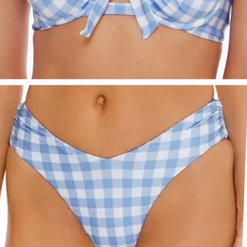 Isabella Rose Chambray Chateau Checkered Swim Bottoms Sz L NWT