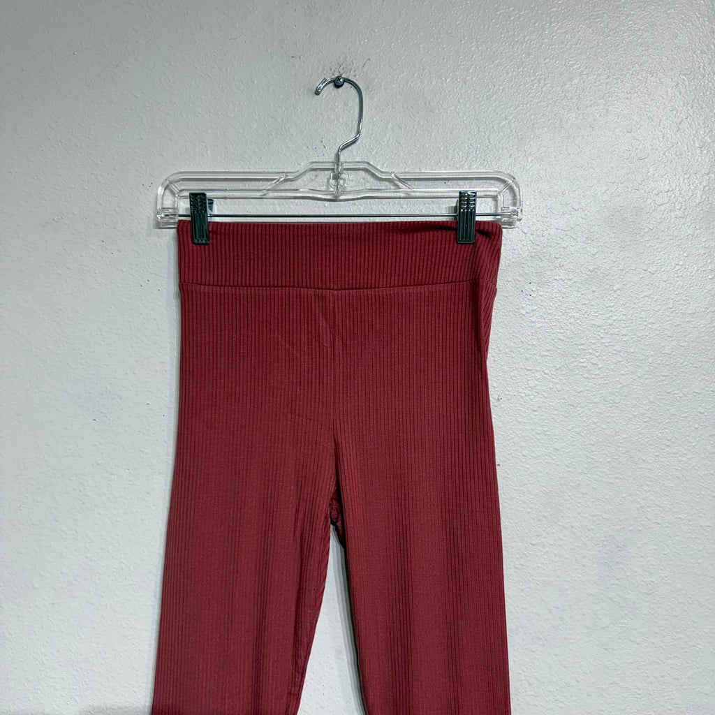 Lett Terra Cotta Ribbed Stirrup Leggings Sz S NWT