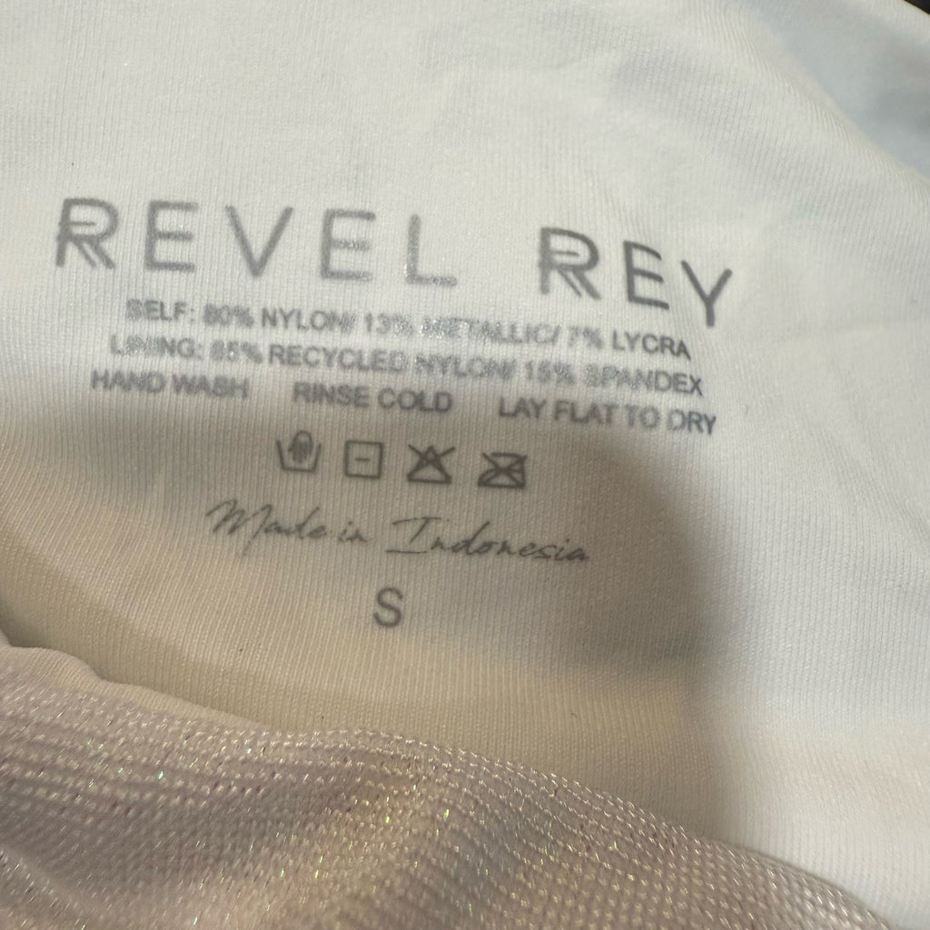 Revel Rey Iridescent White Hayes Belted Bikini Bottom Sz S NWT