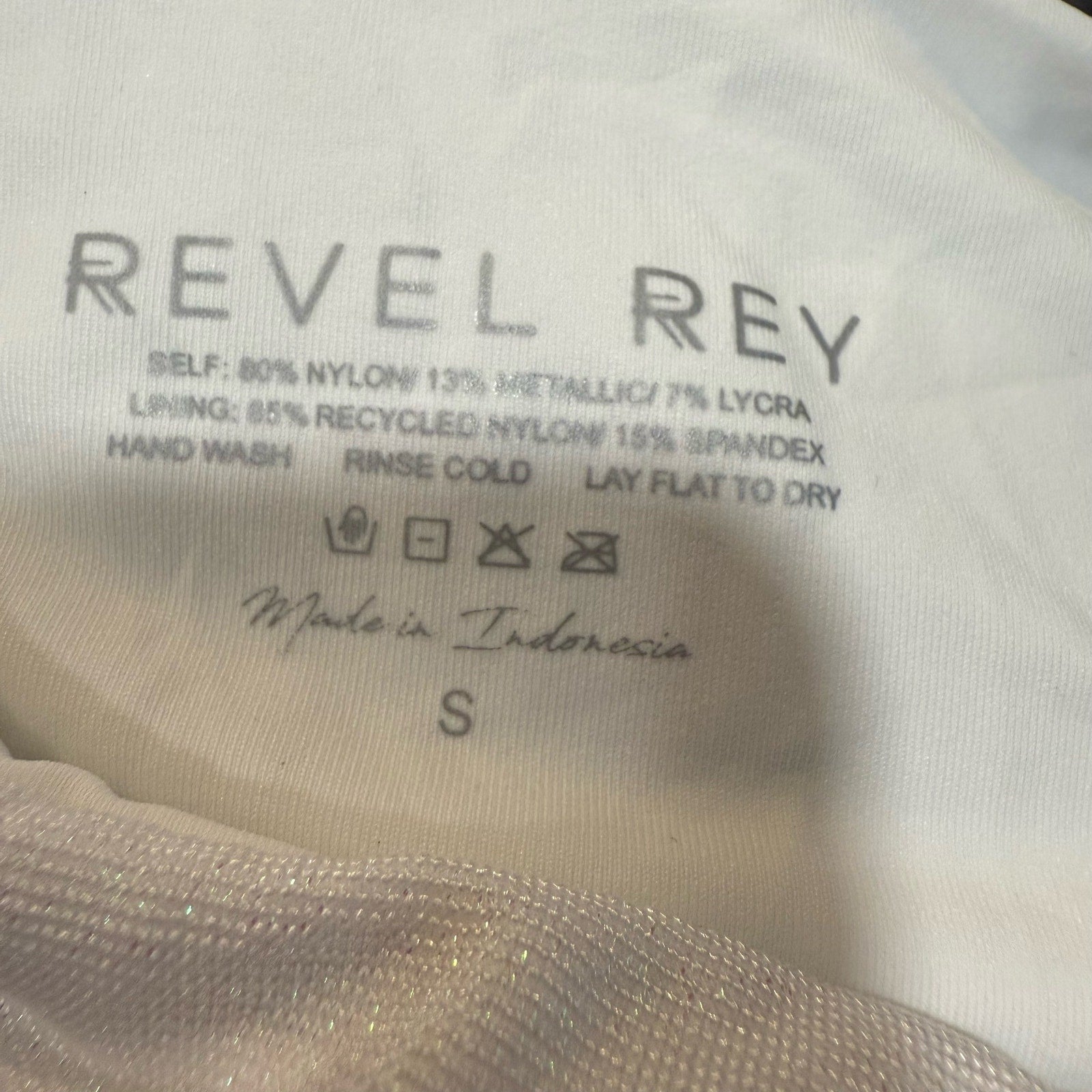Revel Rey Iridescent White Hayes Belted Bikini Bottom Sz S NWT