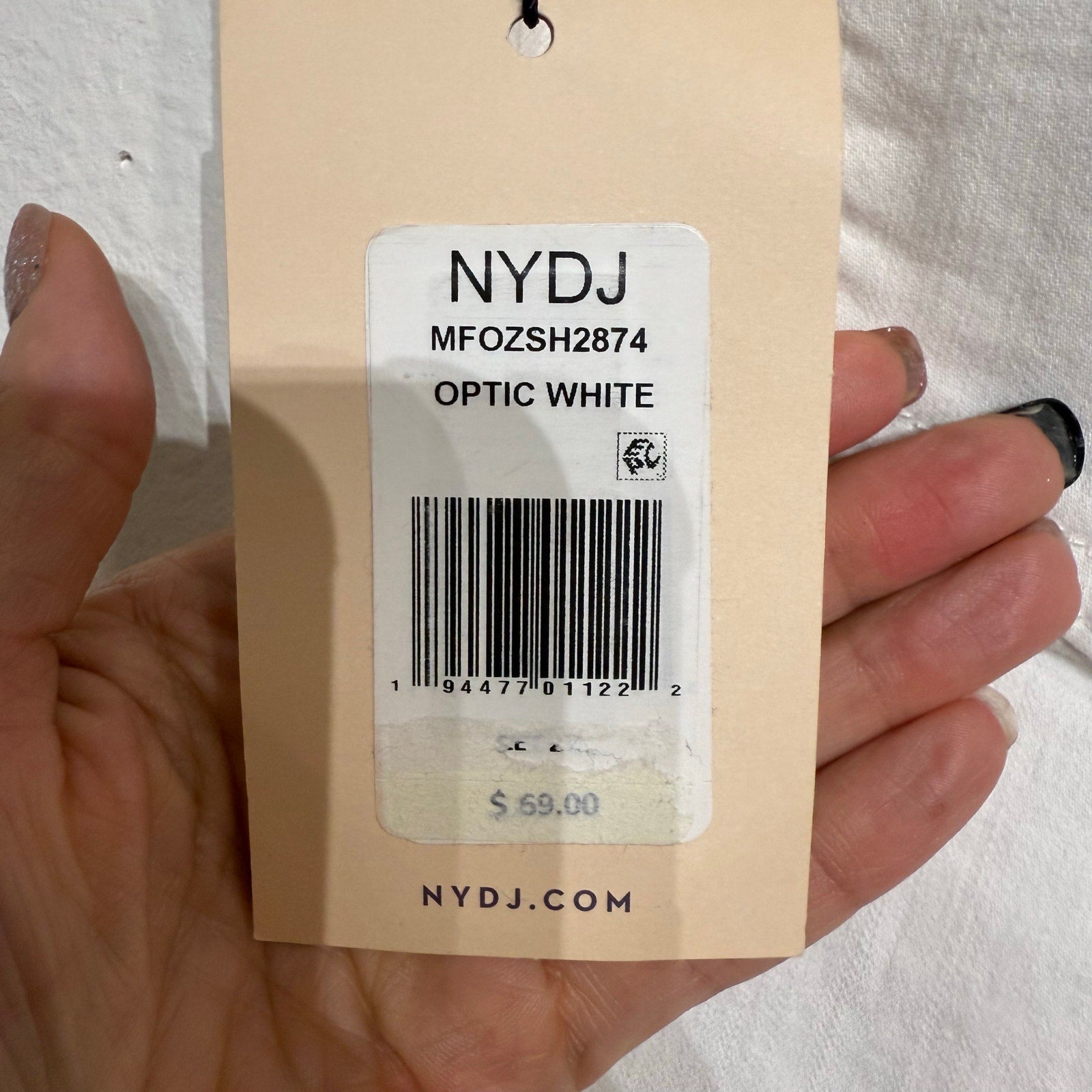 NYDJ Optic White Ella Denim Shorts With Side Slits Sz 2 NWT