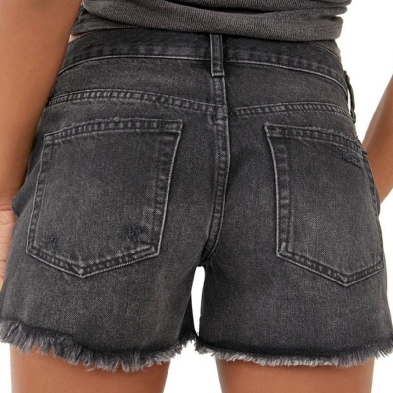 Free People Montero Black Maggie Distressed Shorts Sz 26 NWT