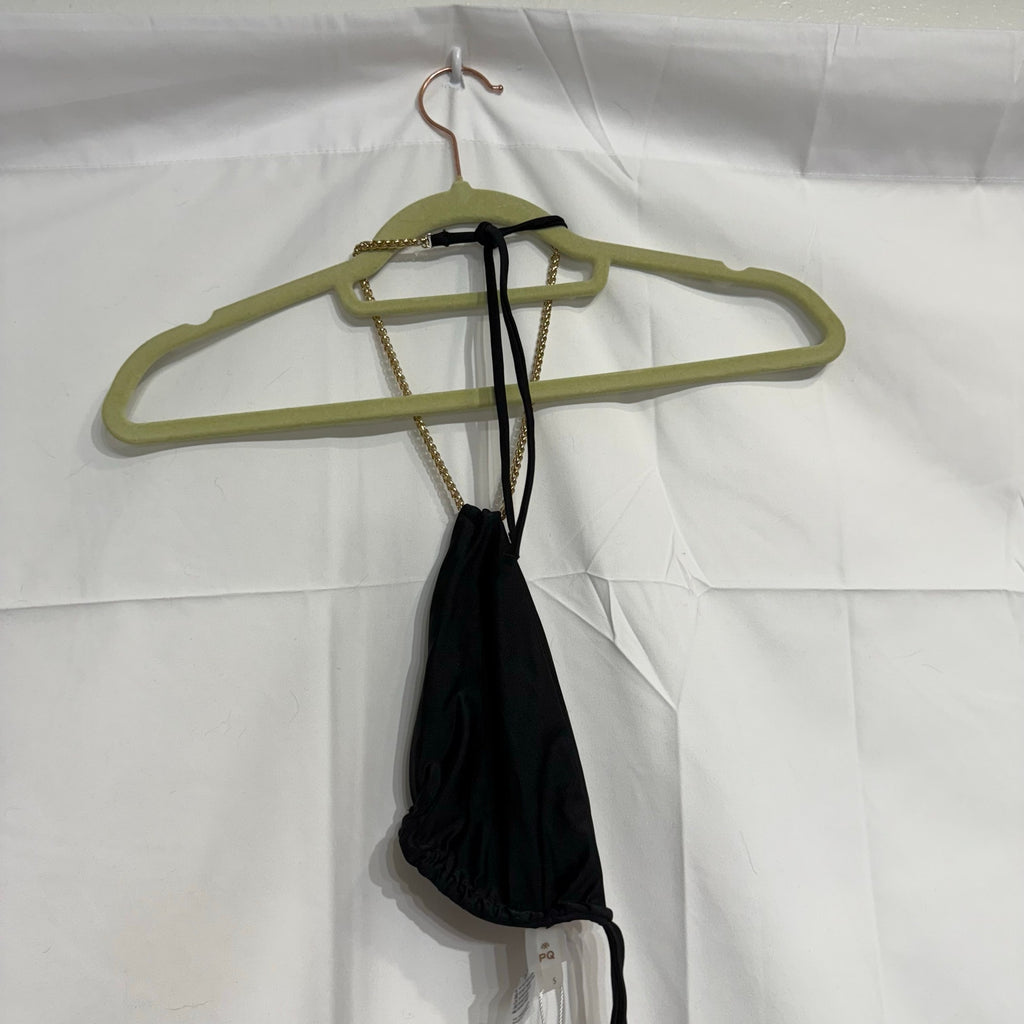 PQ Swim Black Gwen Chain Bikini Top Sz S NWT