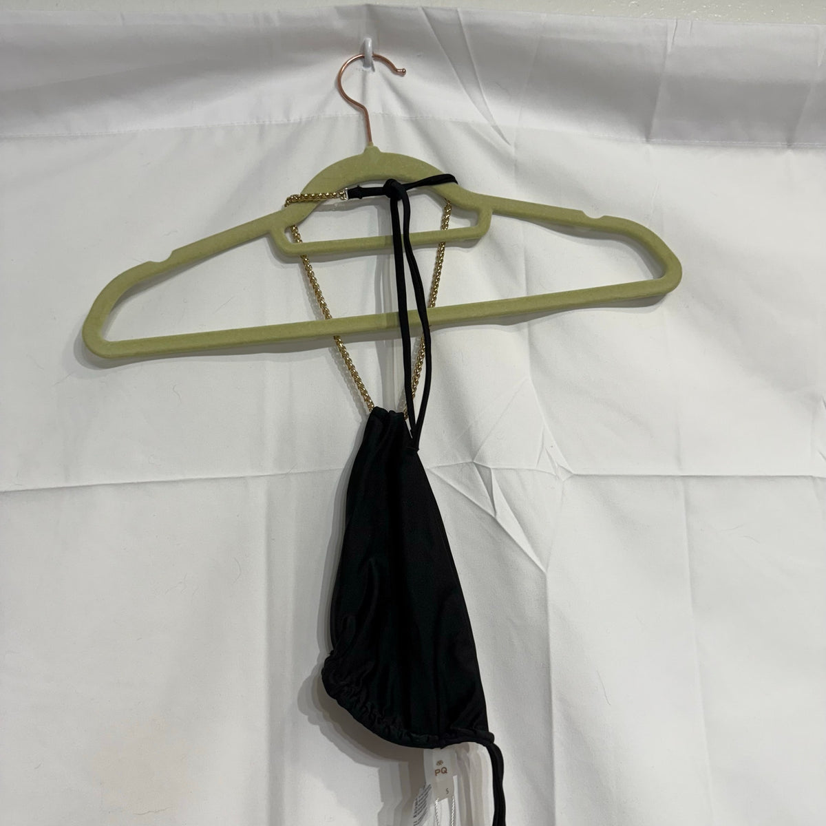 PQ Swim Black Gwen Chain Bikini Top Sz S NWT