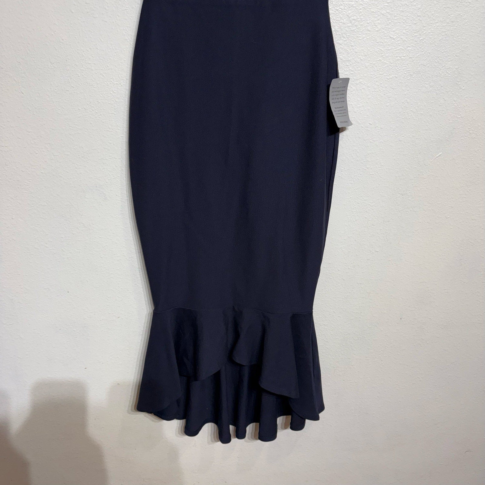Lulus Midnight Blue How Much I Care Off-the-Shoulder Midi Dress Sz S NWT