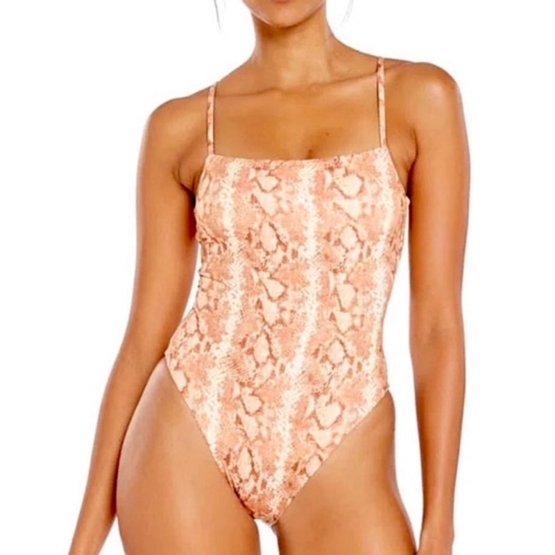 Vitamin A Swim Sand Snake Print Jenna High Leg One Piece  Sz XS NWT