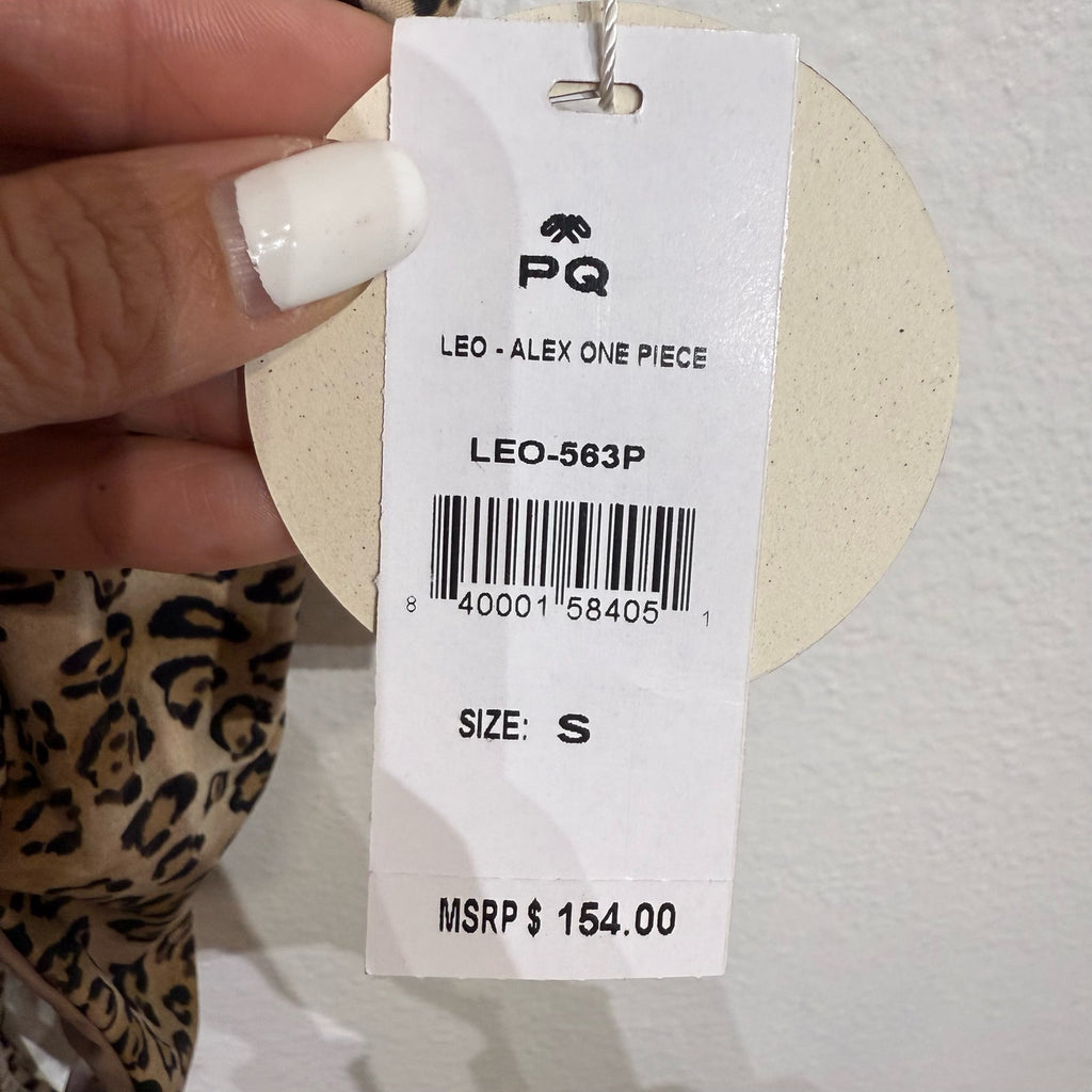 PQ Swim Tan Leopard Alex One Piece Sz S NWT