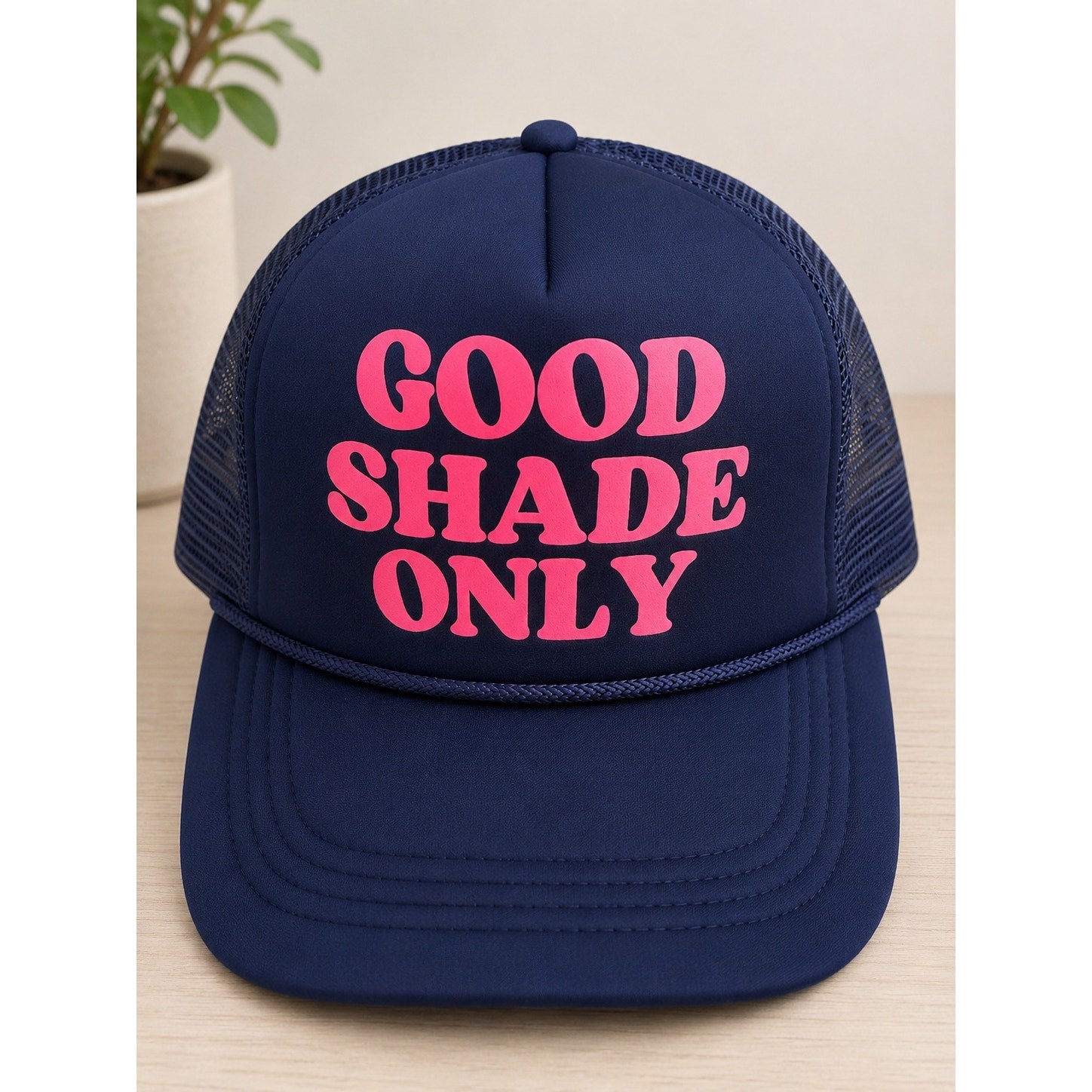 Good Shade Only Navy & Pink Retro Adjustable Snapback Trucker Hat NWOT