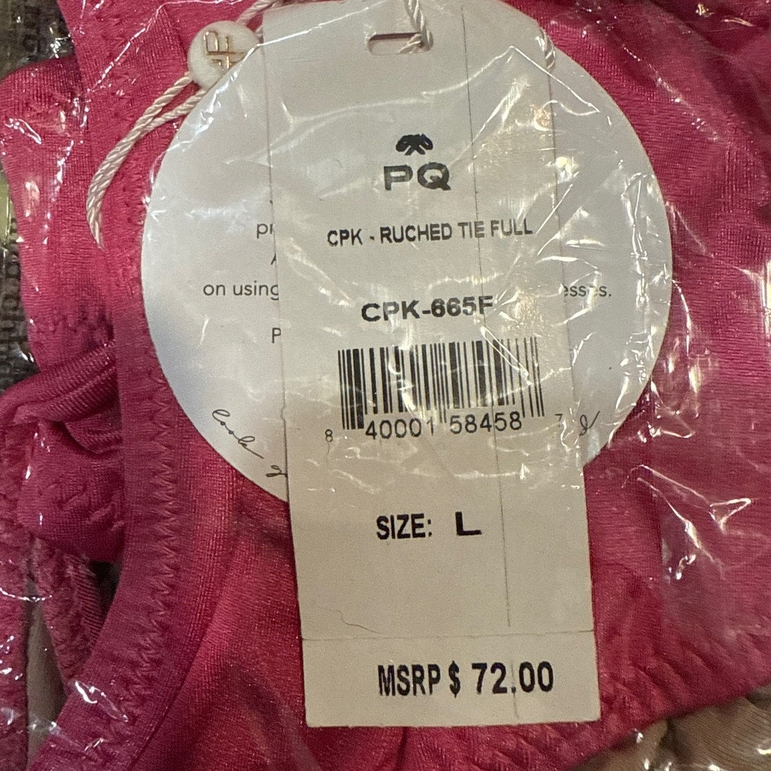 PQ Swim Pink Ruched Side Tie Bikini Bottom Sz L NWT