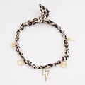 Leopard Print Scarf Necklace Lightning Bolt Charm Statement Necklace NIB