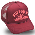 Support Day Drinking Wine Red Graphic Trucker Hat Adjustable Snapback NWT