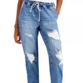 Celebrity Pink Stinger Blue Distressed Pull On Drawstring Denim Pants Sz S NWT