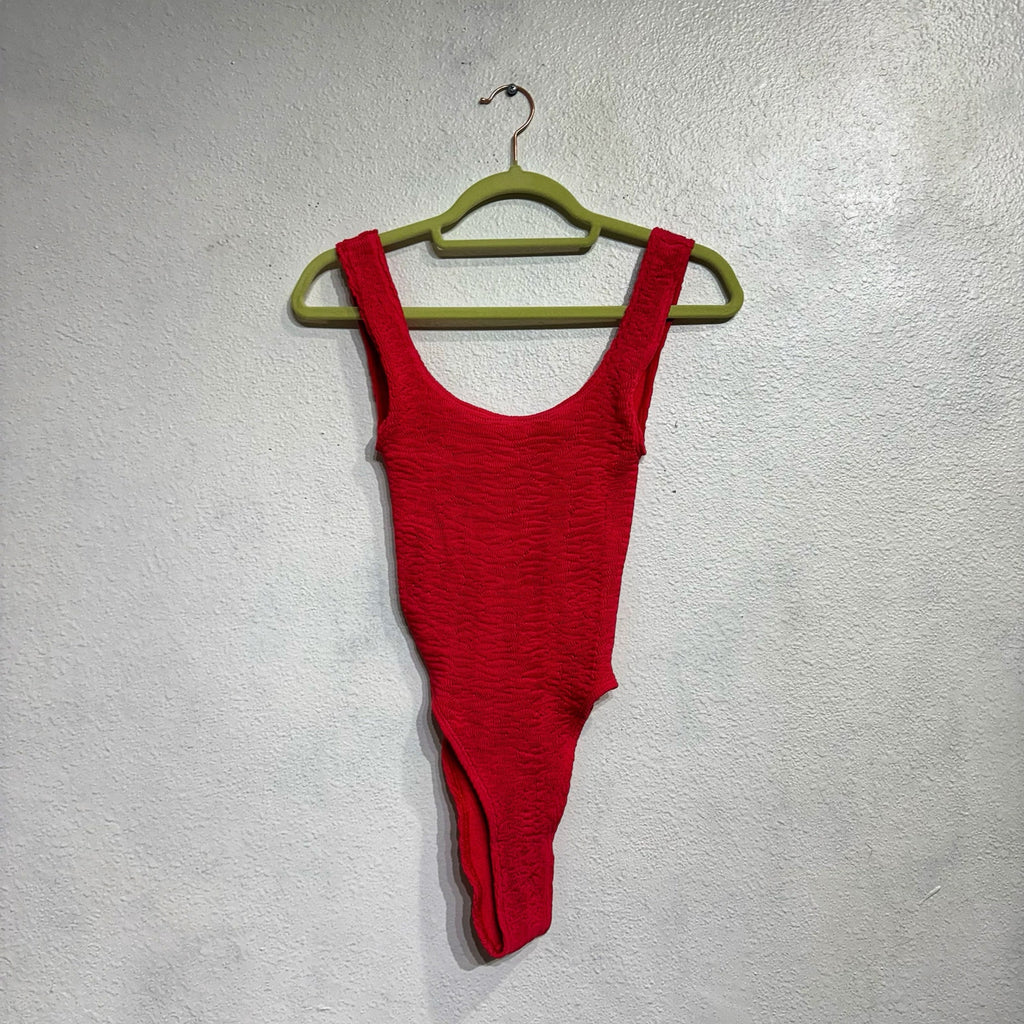 CLEONIE Cherry Red Bathe MAILOT Low Back One Piece SzO/S NWT