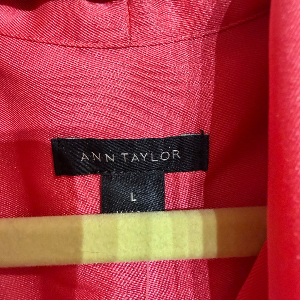Ann Taylor Pink Tie Neck Blouse Long Sleeve Satin Top NWT Sz L