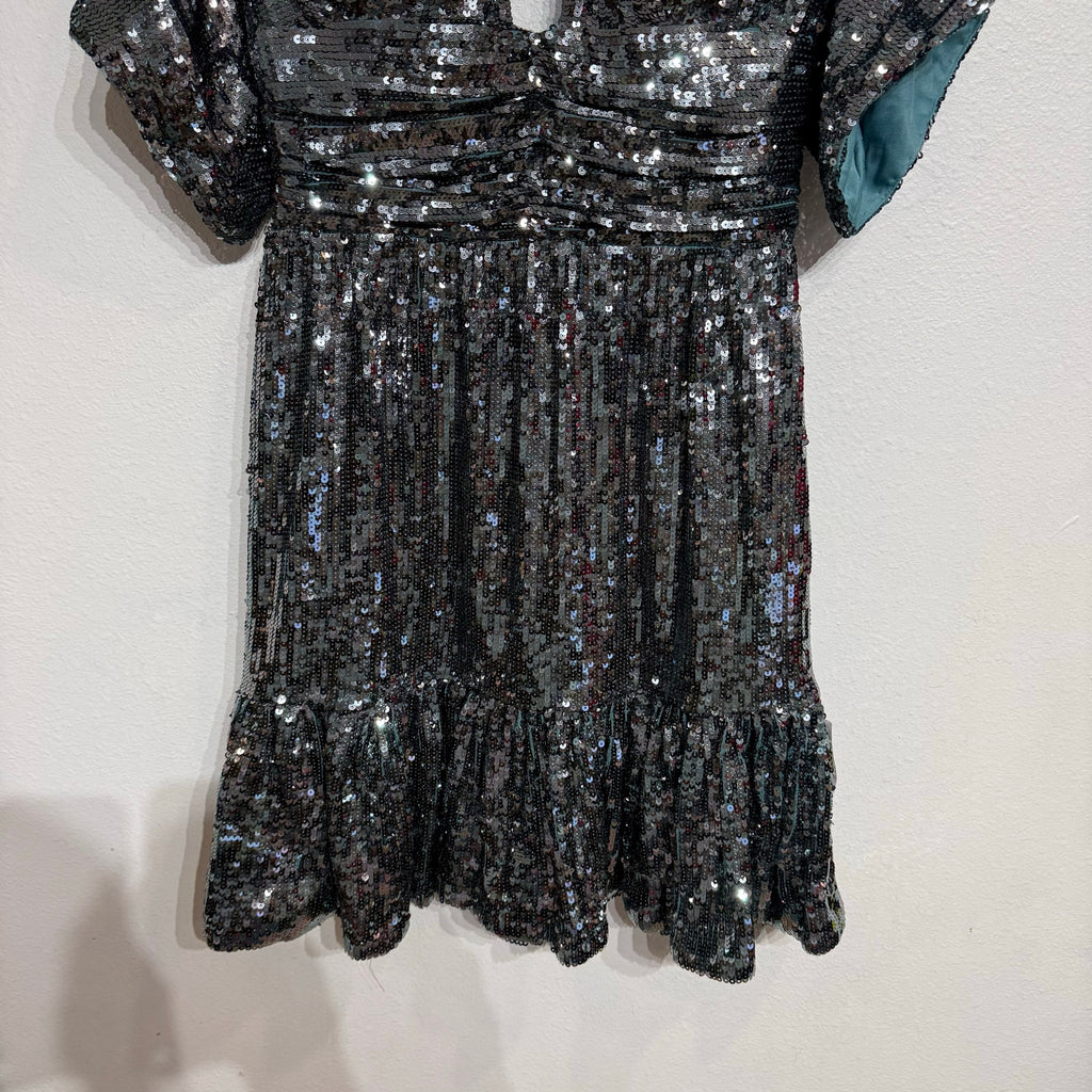 Jovani Green Sequin Mini Cut Out Dress Sz 10 NWT