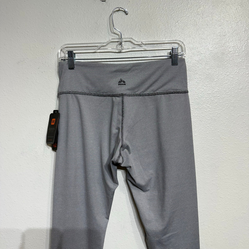 RBX Gray High Rise Striped Ankle Leggings Sz M NWT