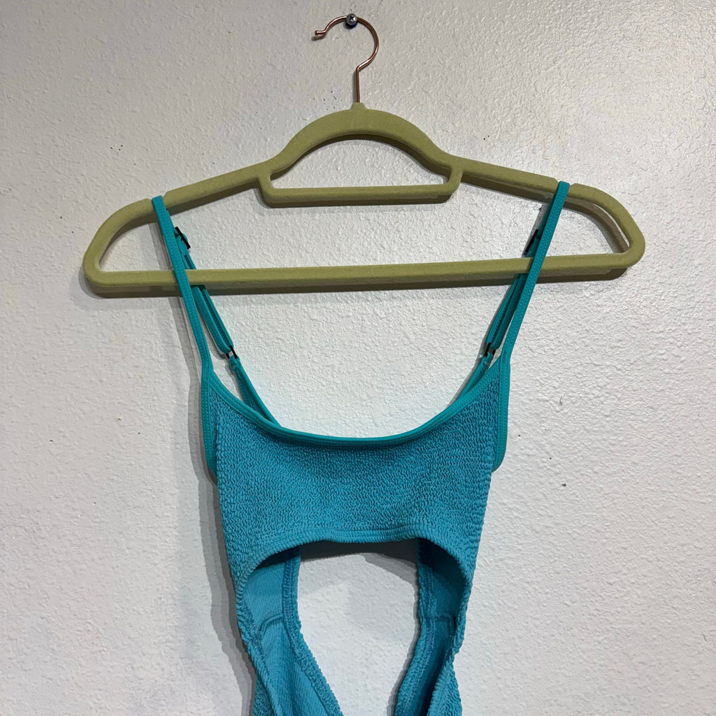 Bond Eye Teal Mishy Cutout One Piece Swimsuit Sz O/S NWT