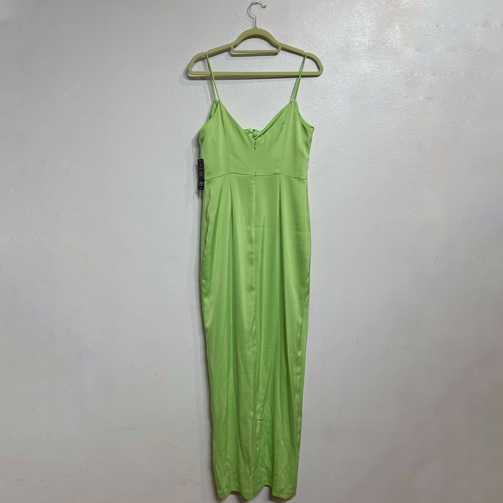 Aidan by Aidan Mattox Lime Green Tie Front Bodice Maxi Gown Sz 6 NWT