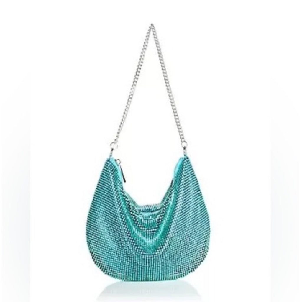 Copied - Aqua Blue Ellie2 Crystal Mesh Shoulder Bag NWT