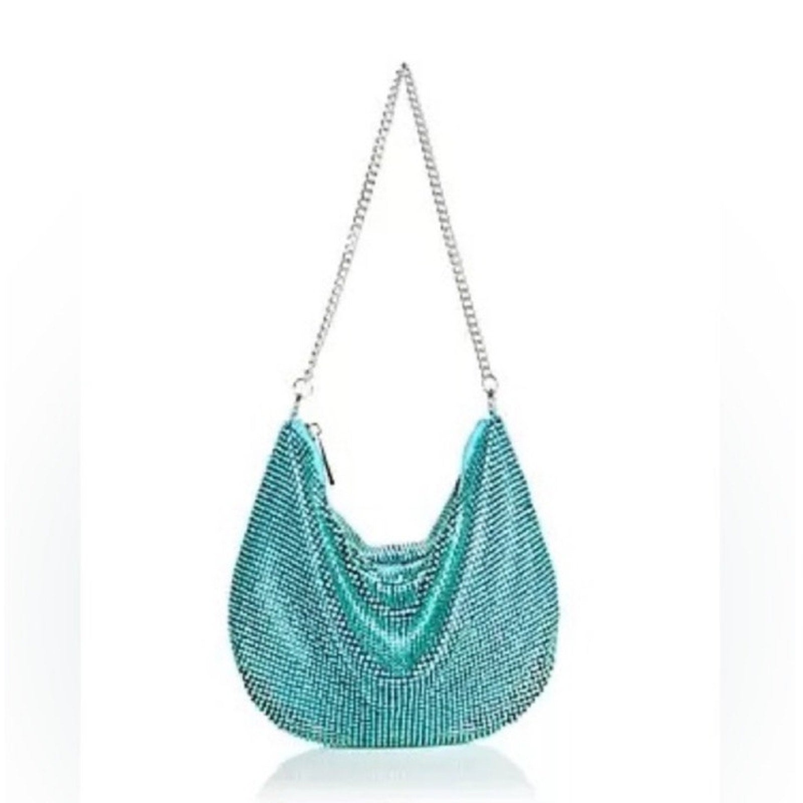 Copied - Aqua Blue Ellie2 Crystal Mesh Shoulder Bag NWT